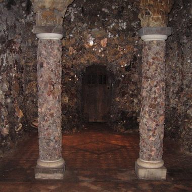 The columned hall inside the grotto.