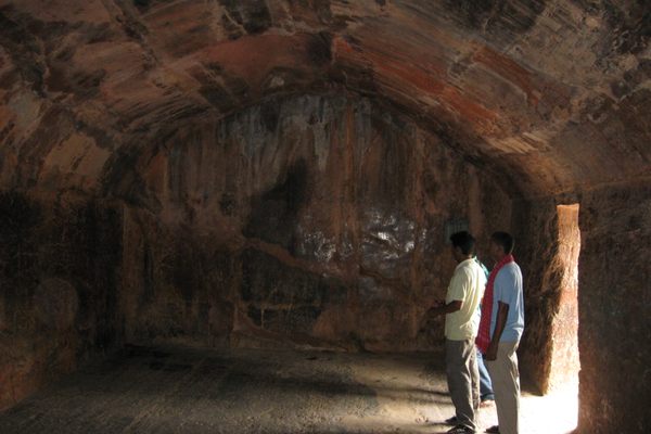 Inside the Son Bhandar Caves.