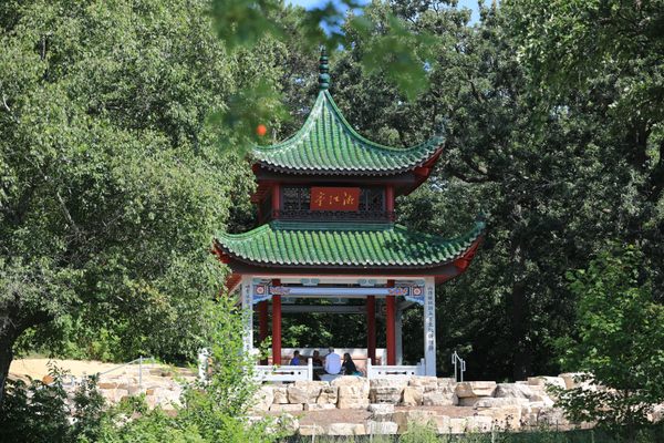 The garden's replica of the Aiwan Pavilion.