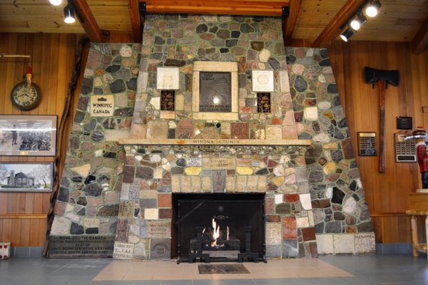 The Fireplace of States now at the Bemidji Tourist Information Center.