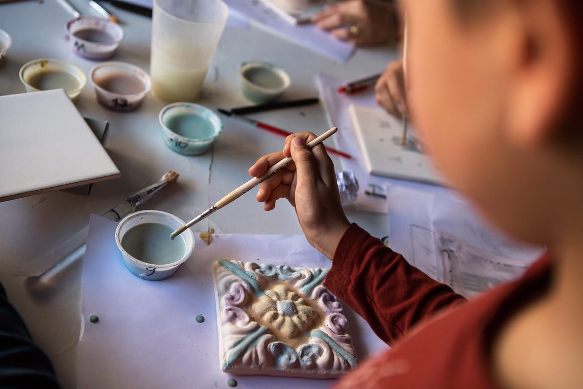 The Bank hosts workshops to teach the public about azulejos, including this “paint your own tile” event.