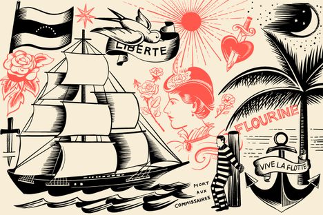Monsieur Bonheur’s dozens of tattoos suggest a well-traveled life, but much of him is a mystery.