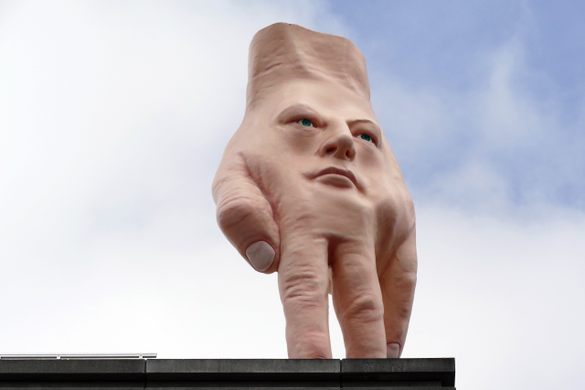 Terrifying' hand sculpture flies in to give Wellington nightmares
