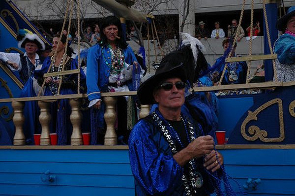 Typical "krewe" during the parade.