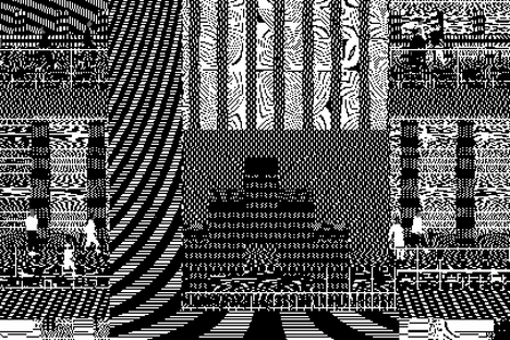 The static, strobe-like world depicted in Peter Burr's art installation Pattern Language evokes a sense of getting lost in an infinite death dungeon.