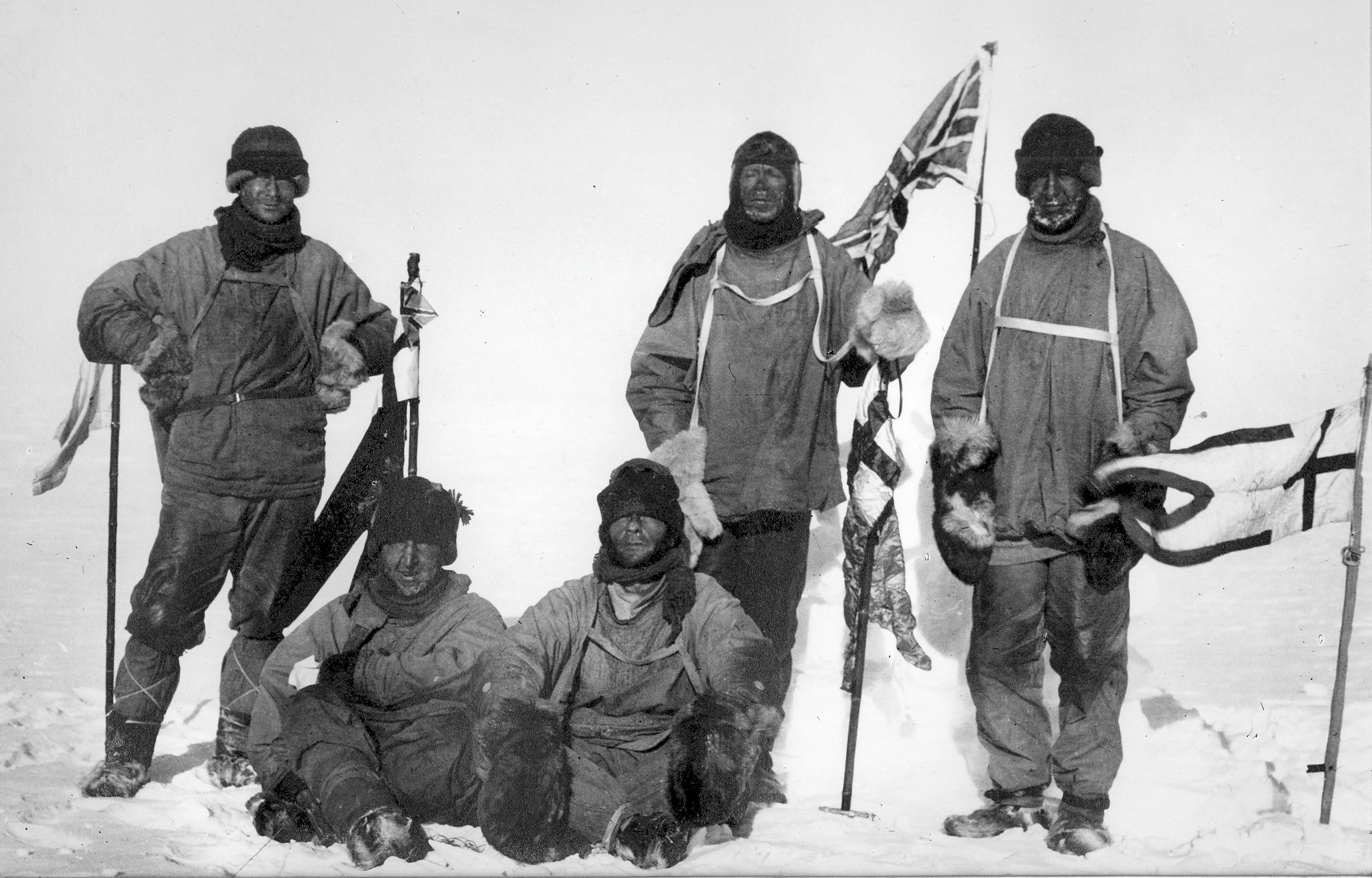 Robert Falcon Scott's expedition at the South Pole. The explorers did not survive the return journey.