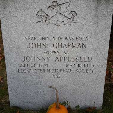Stone marker, birthplace of Johnny Appleseed