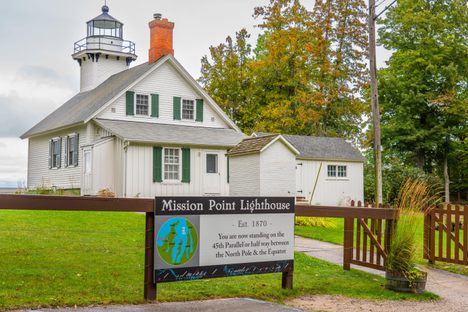 The lighthouse is located halfway between the North Pole and the Equator.