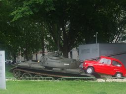 The Red Fiat of Osijek monument.