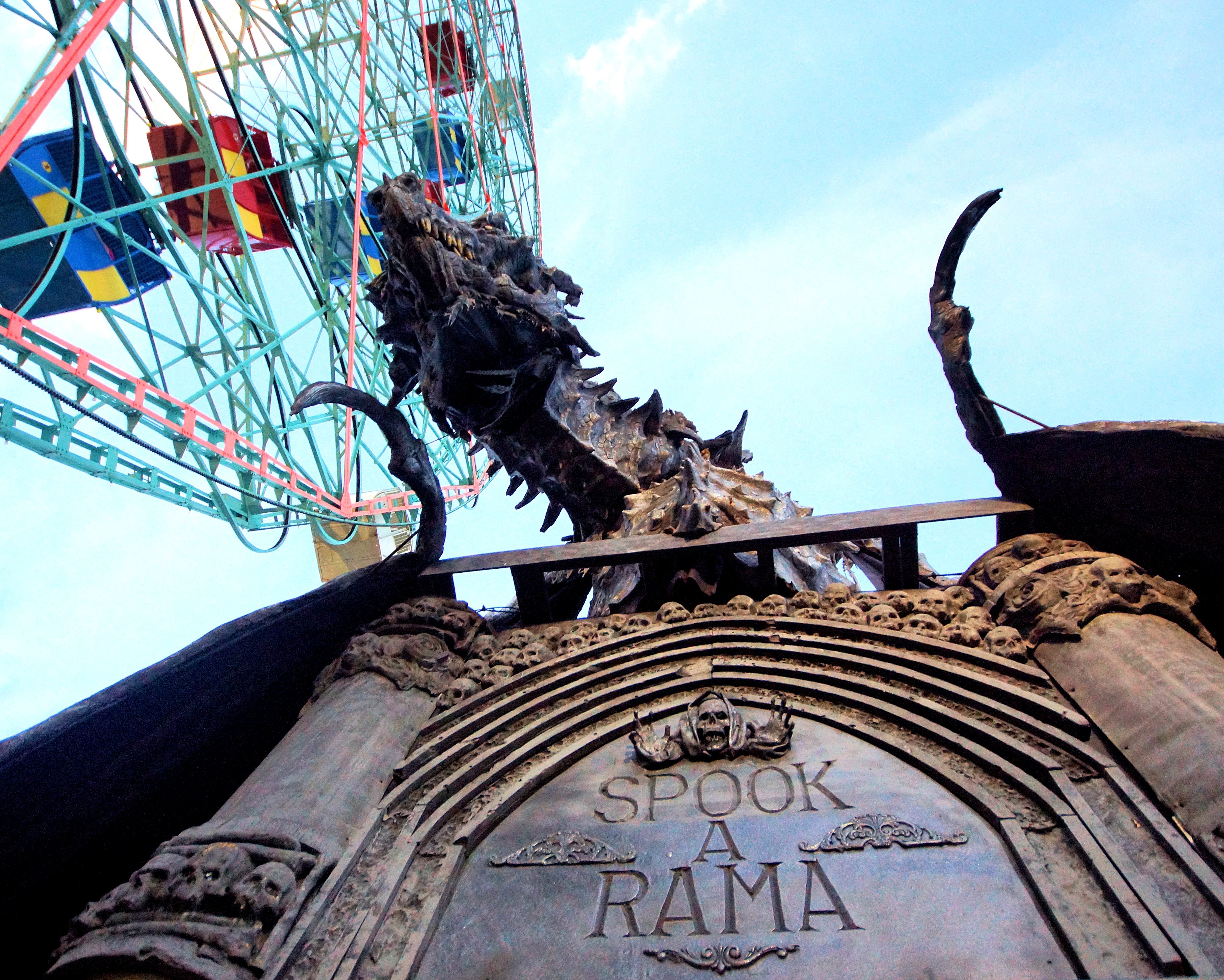 A winged serpent greets visitors to Spook-a-Rama.