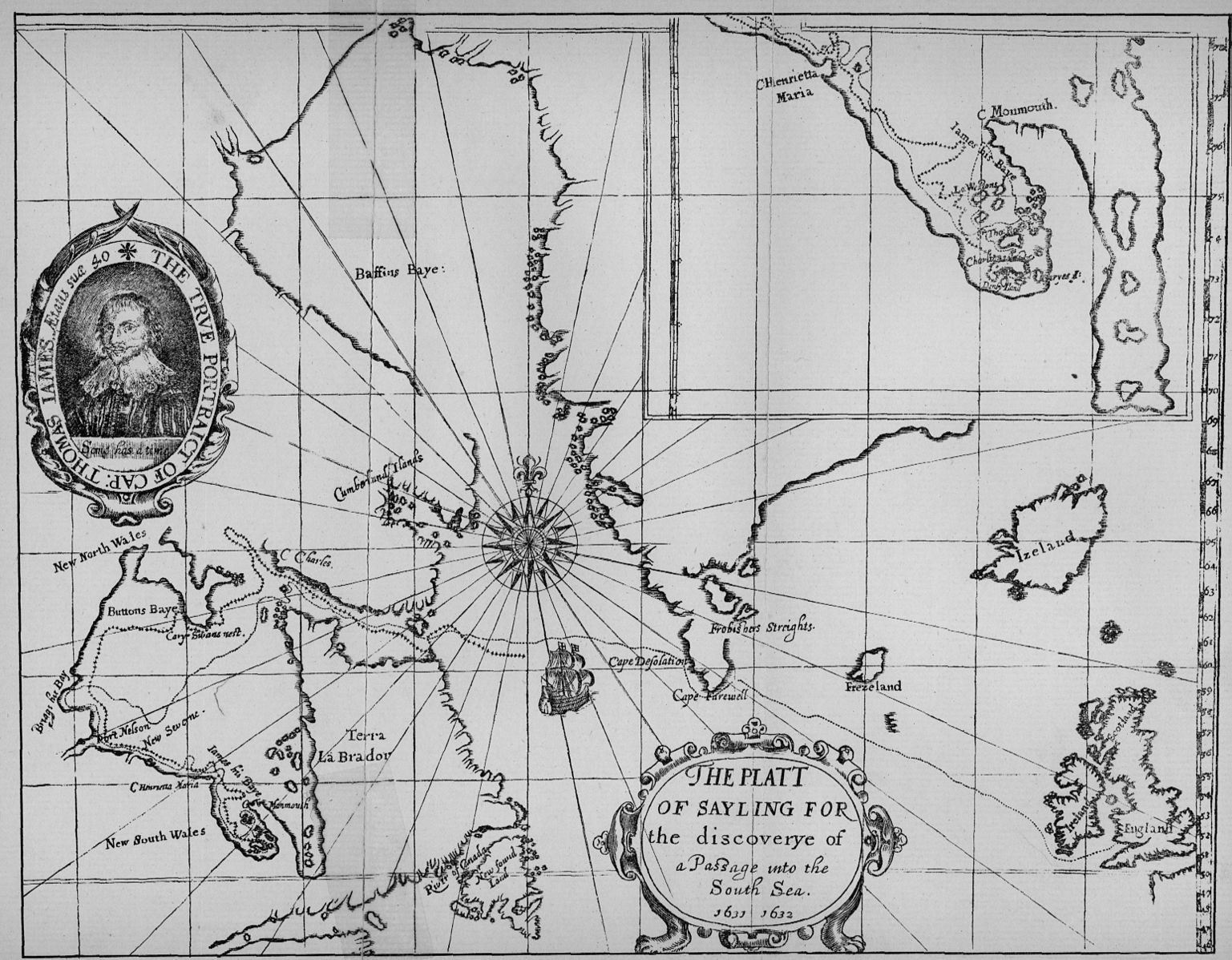A map from a 1630s search for the Northwest Passage, led by British explorer Thomas James.