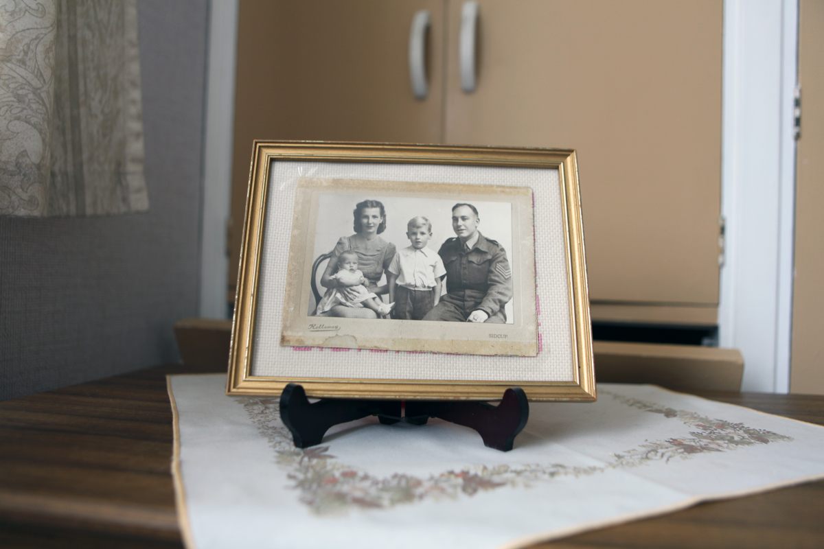 Photo of Eddie’s family inside his prefab.