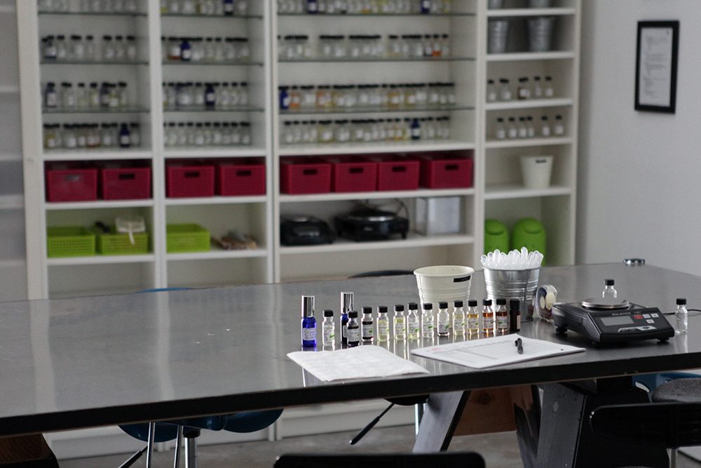 A blending station and student organ at The Institute for Art and Olfaction