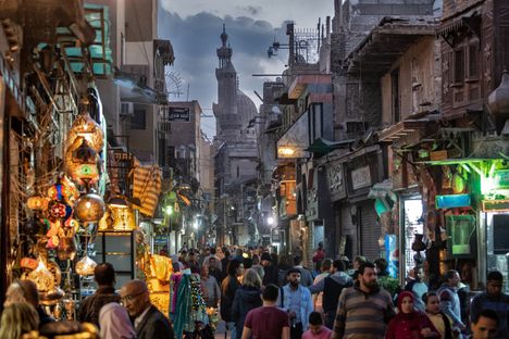 Crowds on Al Moaz in Cairo.
