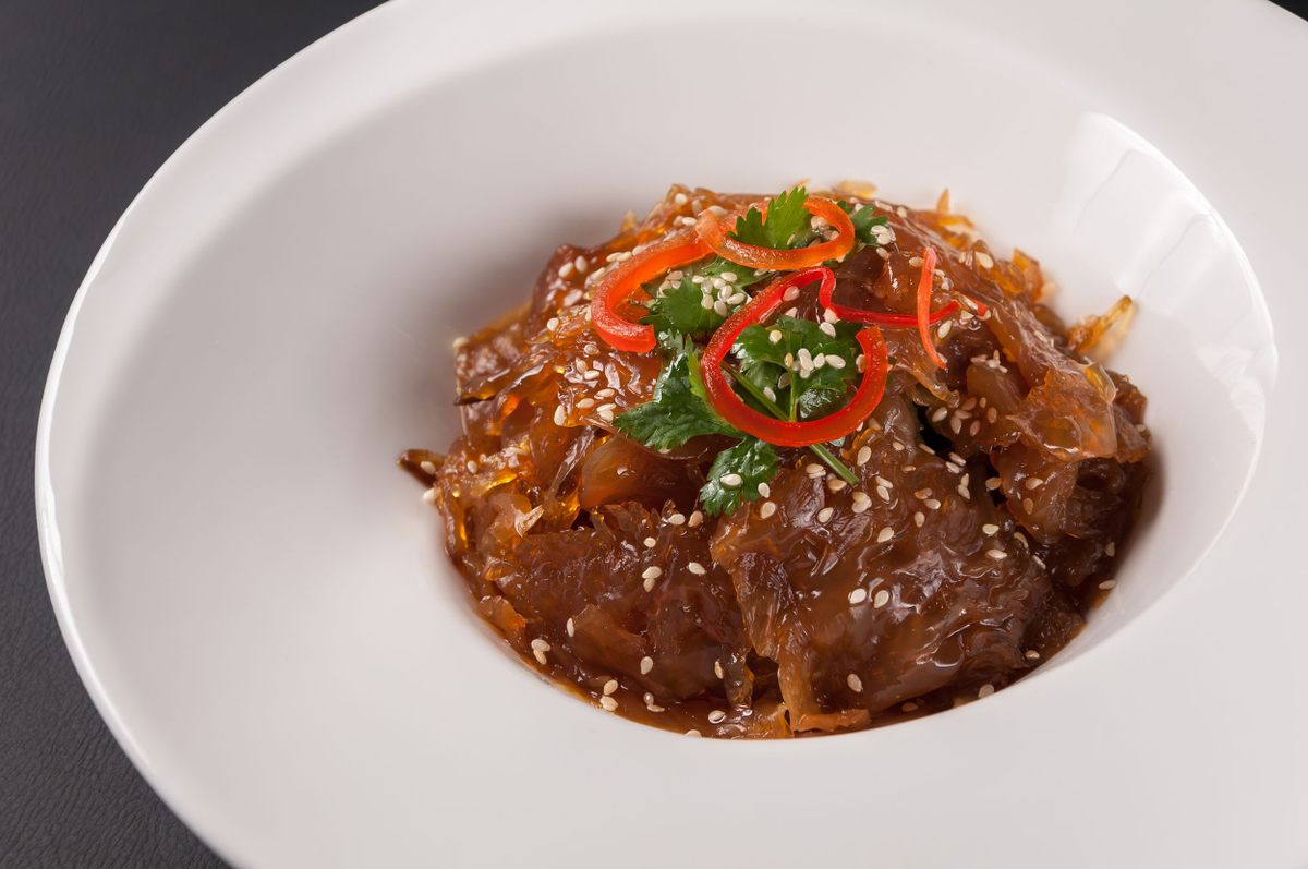 Jellyfish pickled in vinegar is one of the more popular ways to serve the gelatinous invertebrate.