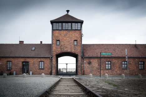 The entrance to Auschwitz.