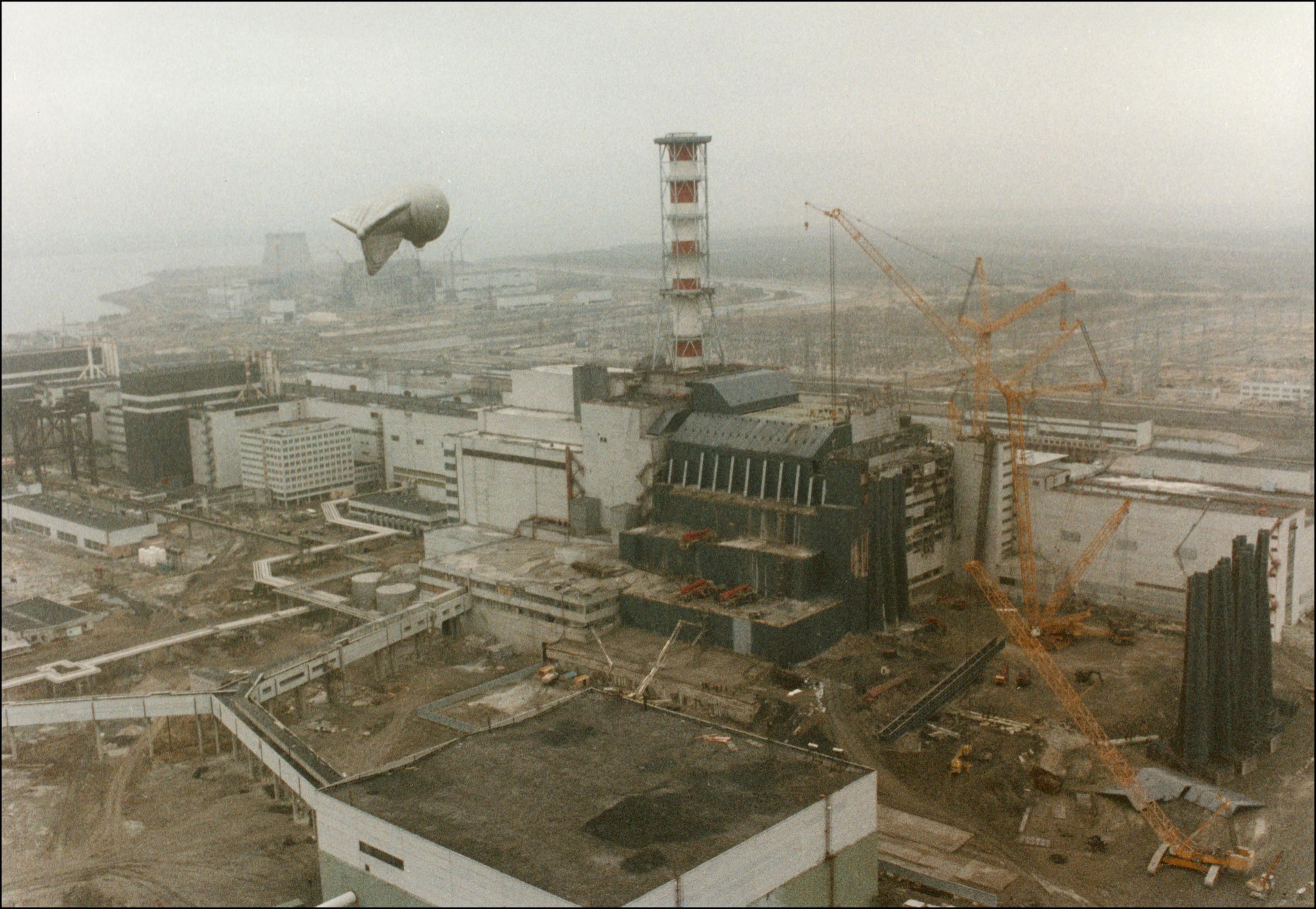 A view of Chernobyl plant after the explosion on April 26, 1986.