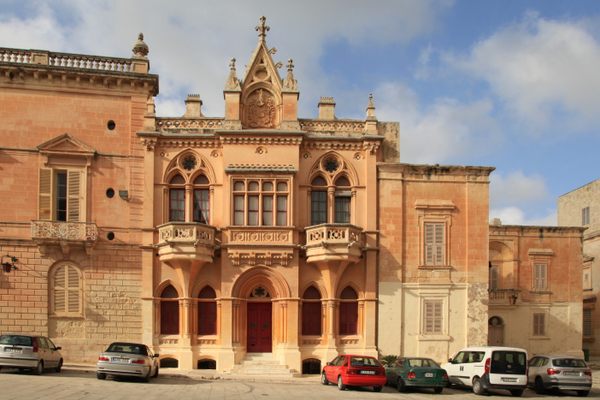The neo-Gothic house near the Mdina cathedral.