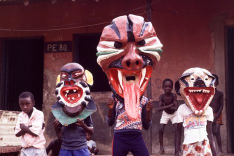 Papier-mâché masks are the centerpiece of Carnival in Guinea-Bissau. 
