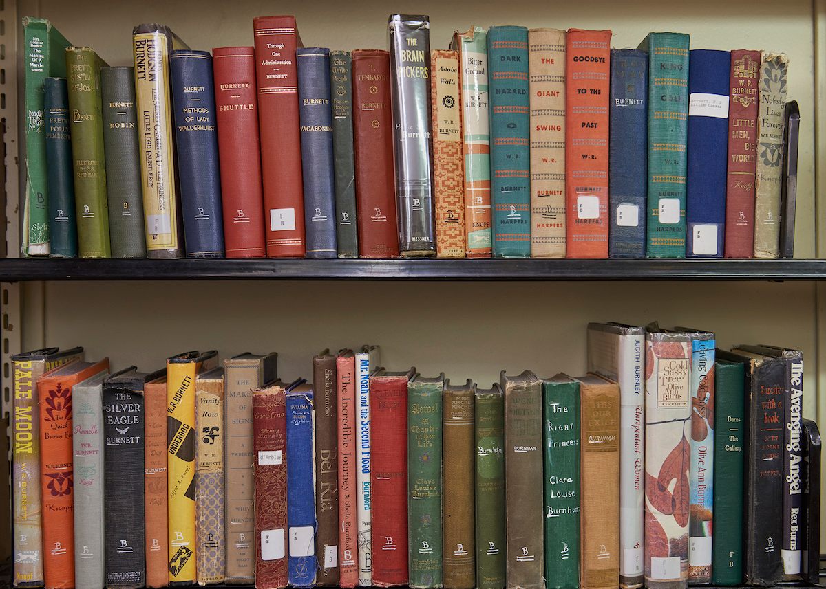 Shelves in the fiction stacks.