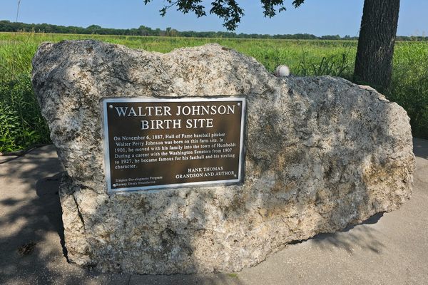 A plaque marks Walter Johnson's birth site.