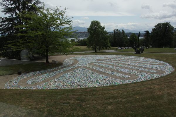 "Recycling Labyrinth," by Mona Sfeir, a maze entirely made out of plastic bottles.