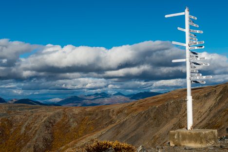 A panoramic review at the Keno Hill Signpost