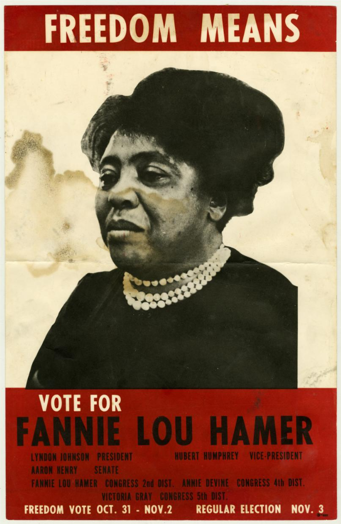 In 1964, Hamer unsuccessfully challenged the white establishment in the Democratic primary for a seat in Congress.