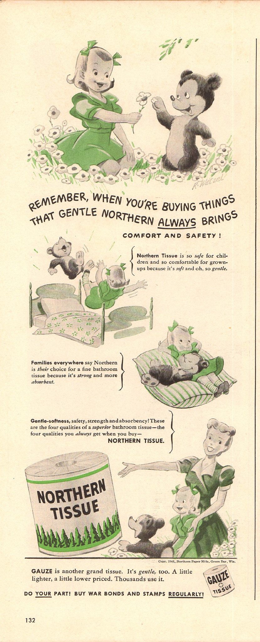 A 1943 advertisement for Northern Tissue