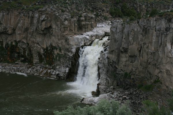 Telephoto view of the north falls, May 2019.
