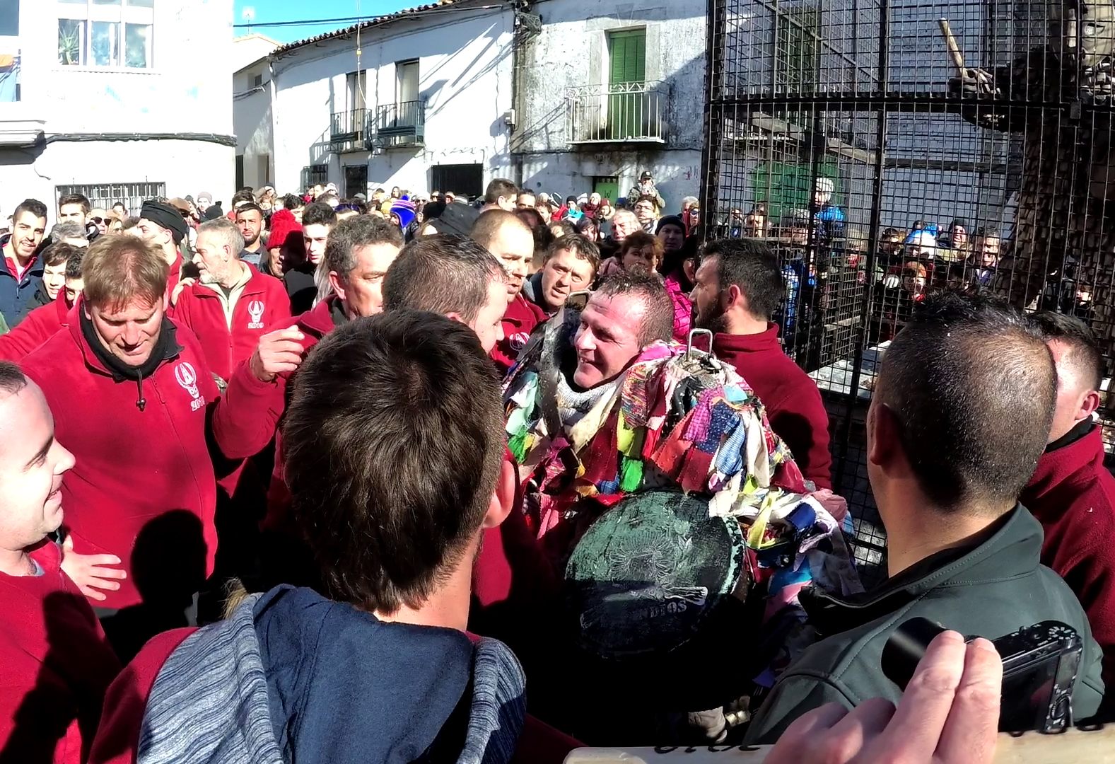 Miguel Ángel Moreno Iglesias is feted after his morning run as Jarramplas.