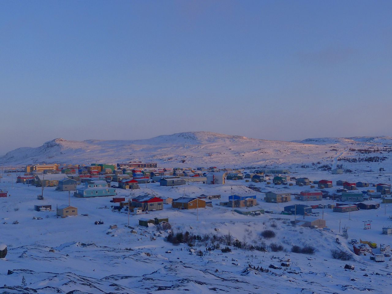 Kangiqsualujjuaq, a village in Nunavik, at sunrise.