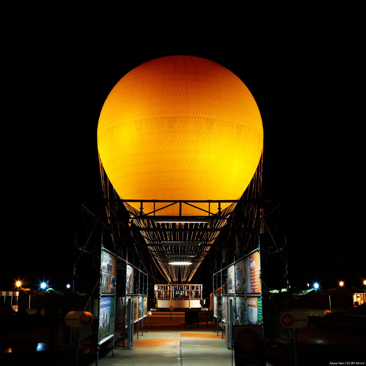 Irvine's great orange balloon, roosting on land before its next sky-high journey.
