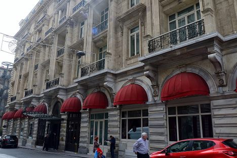The hotel entrance.
