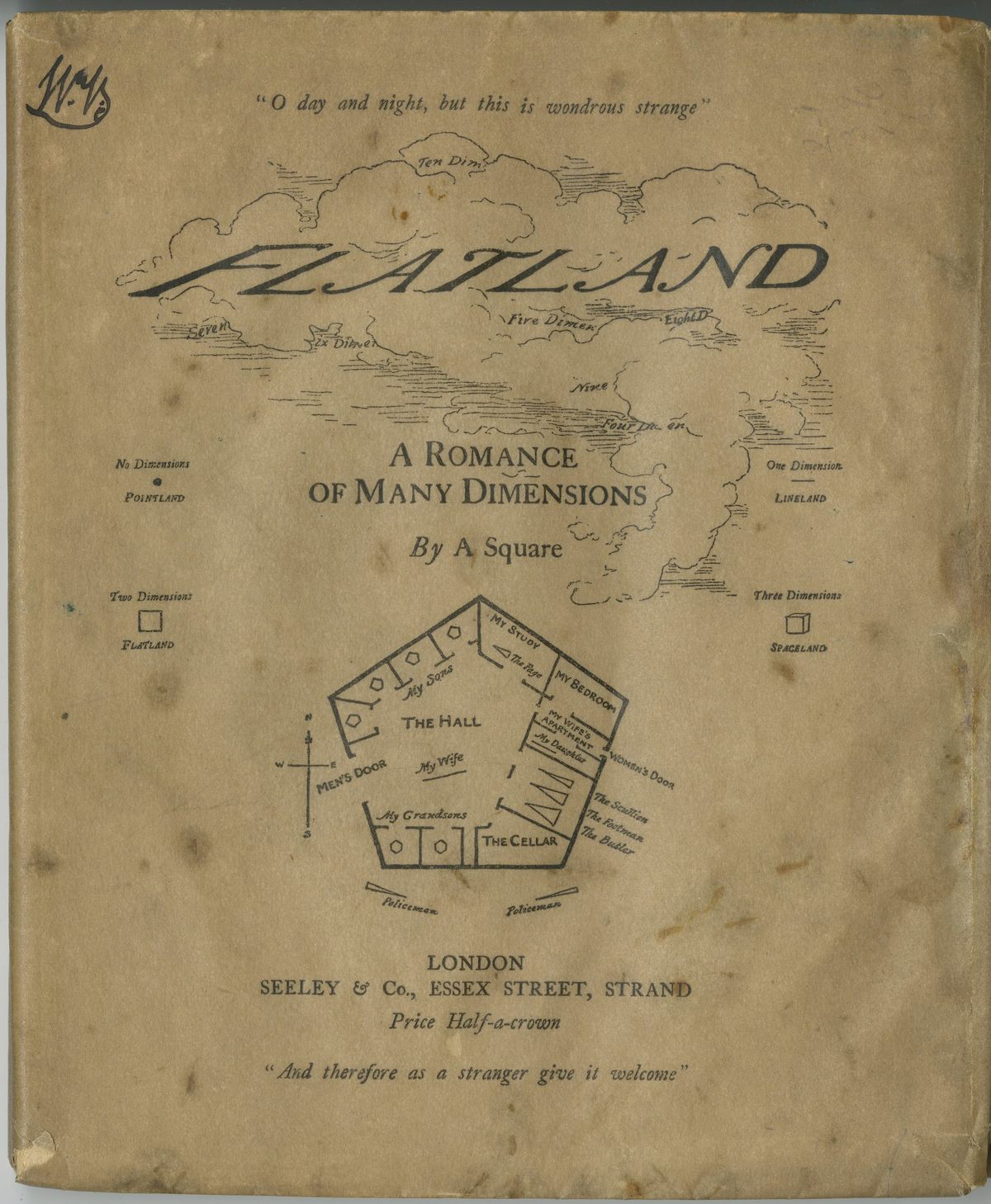 From Edwin Abbott Abbott's <em>Flatland</em>,
London, 1884.