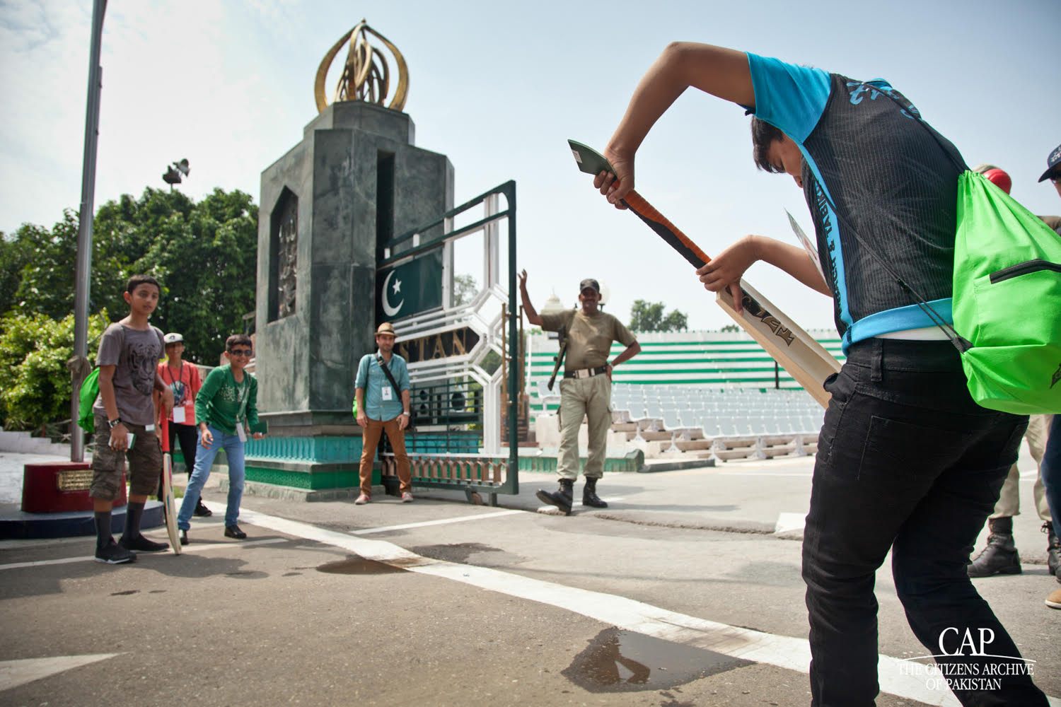 Children play cricket in the "no man's land" between India and Pakistan.