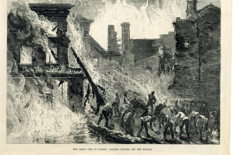 The Illustrated London News reports the blaze.