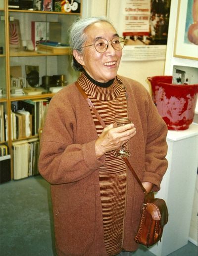 Takako Saito at a Fluxus show in 1986.