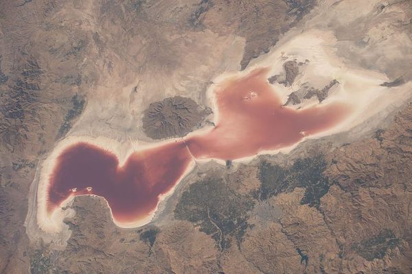 Lake Urmia as a result of water loss and increased salinity