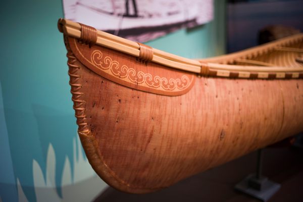 Birch bark canoe handmade by the Wabanaki. 