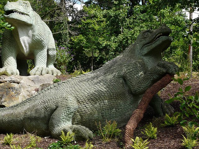 Dinosaurs at Crystal Palace Park. They were classed as Grade II listed buildings from 1973.
