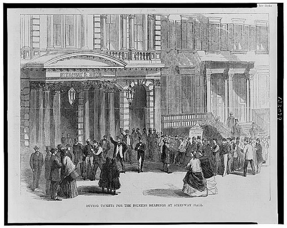 Large crowds turned out for Dickens's December 1867 readings in New York City.