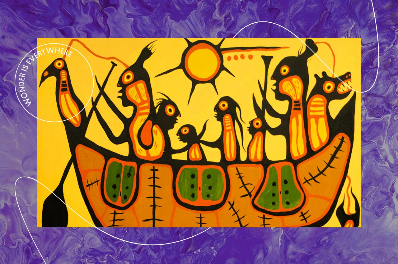 Norval Morrisseau's <em>Migration</em> (1973), at the Royal Ontario Museum in Toronto, Canada. 