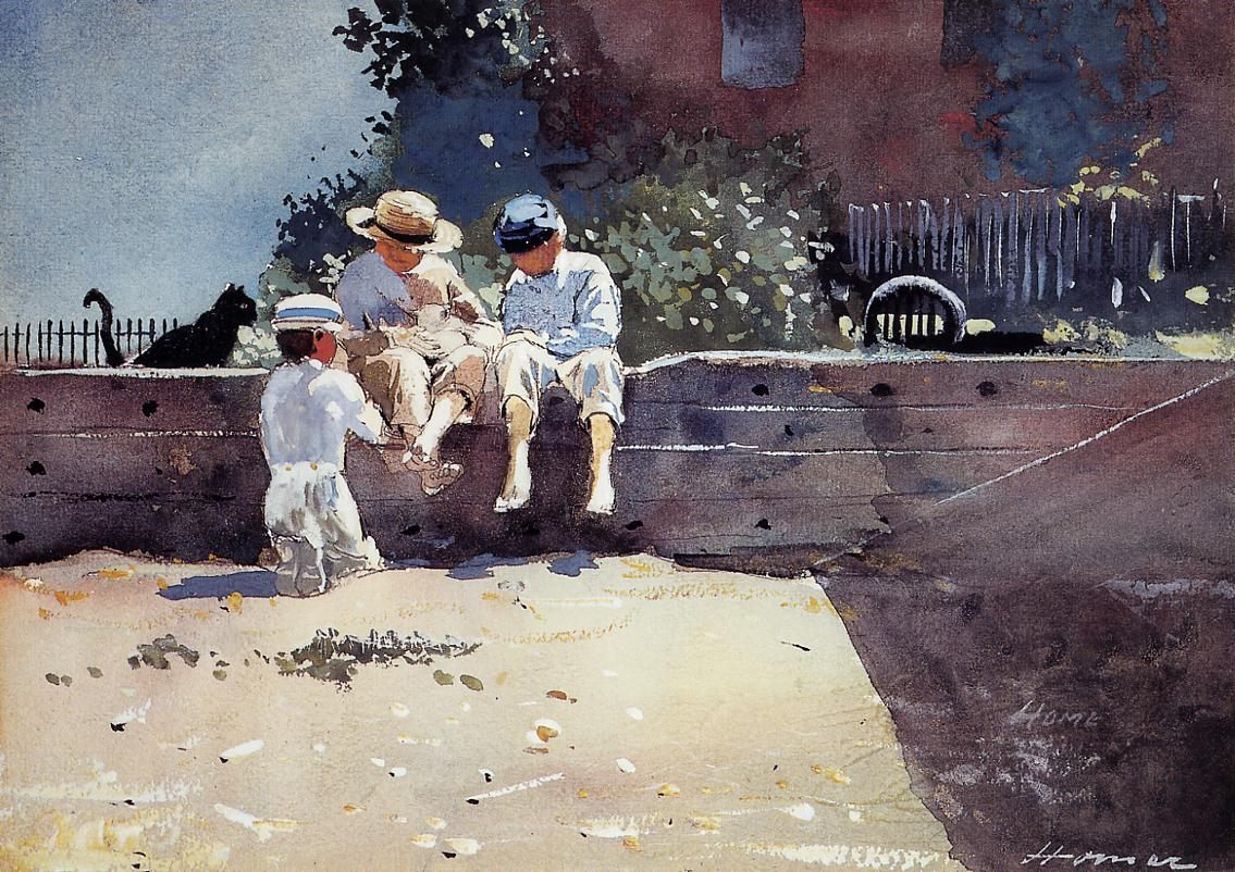 <em>Boys and Kitten</em> by Winslow Homer.