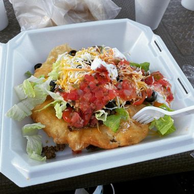 An Indian taco on frybread.