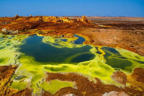 Dallol's colorful volcanic landscape.
