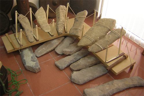 An ancient đàn đá at the Vietnamese Institute of Musicology in Hanoi.