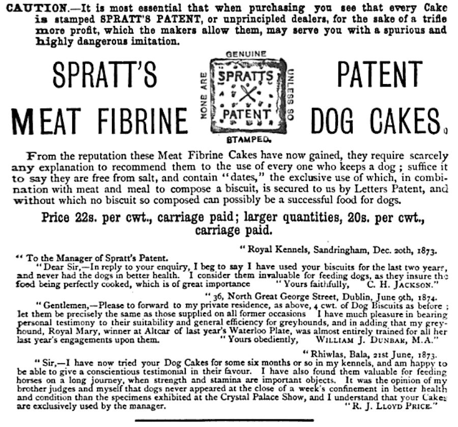 Spratt's ad, c. 1876