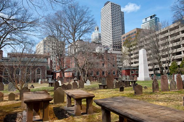 The Ancient Burying Ground in downtown Hartford.