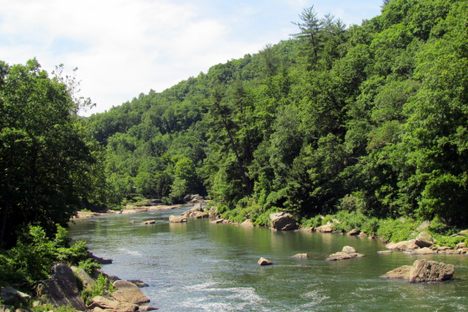 The Youghiogheny River, which runs through Ohiopyle State Park, can be seen from several hiking spots. 
